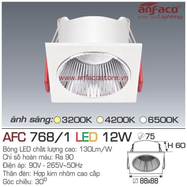 Đèn Anfaco LED downlight âm trần AFC 768/1-12W