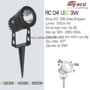 Đèn Anfaco LED AFC ghim cỏ RC 04-3W