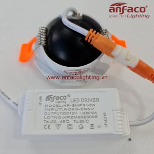 Đèn Anfaco downlight âm trần xoay góc chiếu điểm AFC 626-3W 5W 7W