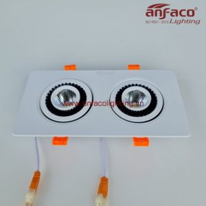 AFC-756/2 Đèn downlight âm trần xoay góc Anfaco AFC756/2 đôi vỏ trắng 3W 5W 7W ánh sáng trung tính, ánh sáng vàng, ánh sáng trắng