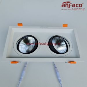 AFC-762/2 Đèn downlight âm trần xoay góc 360° độ Anfaco AFC762/2 đôi vỏ trắng 7W 15W ánh sáng trung tính 4200k, ánh sáng vàng 3200k, ánh sáng trắng 6500k, đổi màu 3 chế độ