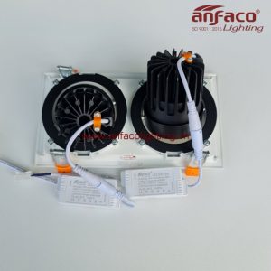 AFC-762/2 Đèn downlight âm trần xoay góc 360° độ Anfaco AFC762/2 đôi vỏ trắng 7W 15W ánh sáng trung tính 4200k, ánh sáng vàng 3200k, ánh sáng trắng 6500k, đổi màu 3 chế độ