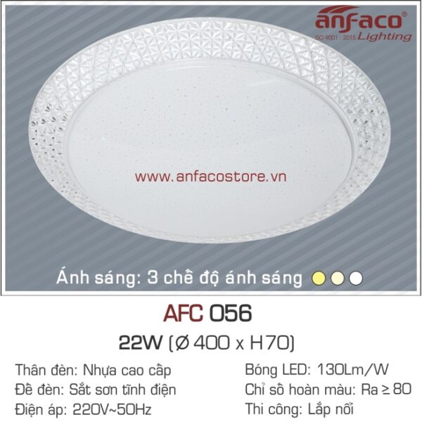 Đèn Anfaco LED ốp trần nhựa AFC 056-22W