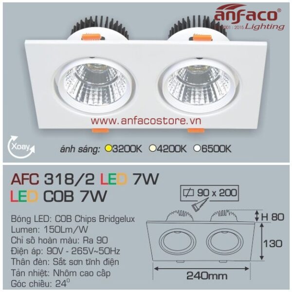 Đèn Anfaco LED downlight âm trần AFC 318/2-7W