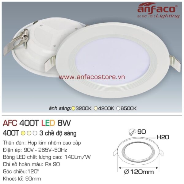 Đèn Anfaco LED downlight âm trần AFC 400T 8W