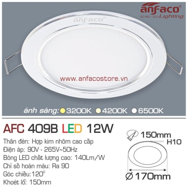 Đèn Anfaco LED panel âm trần AFC 409B 12W