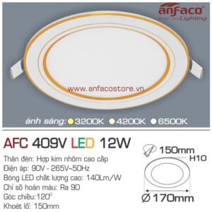 Đèn Anfaco LED panel âm trần AFC 409V 12W