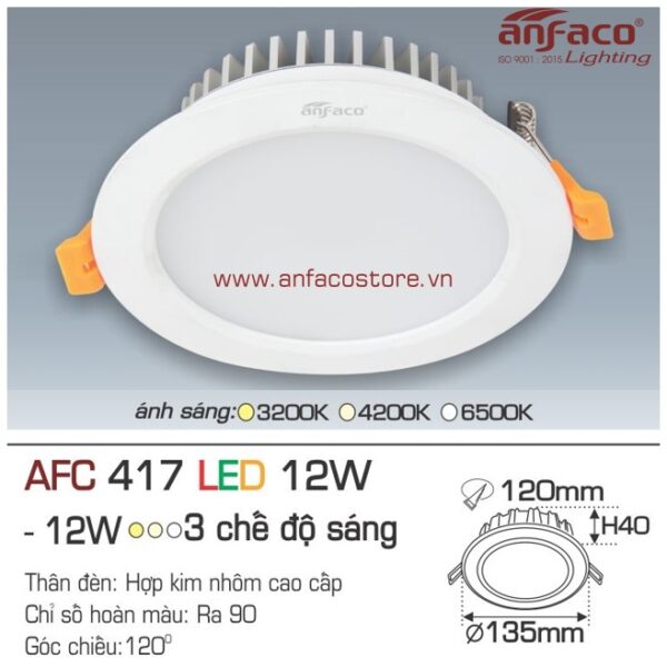 Đèn Anfaco LED downlight âm trần AFC 417-12W