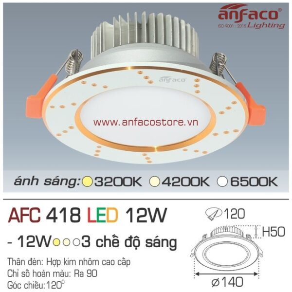 Đèn Anfaco LED downlight âm trần AFC 418-12W