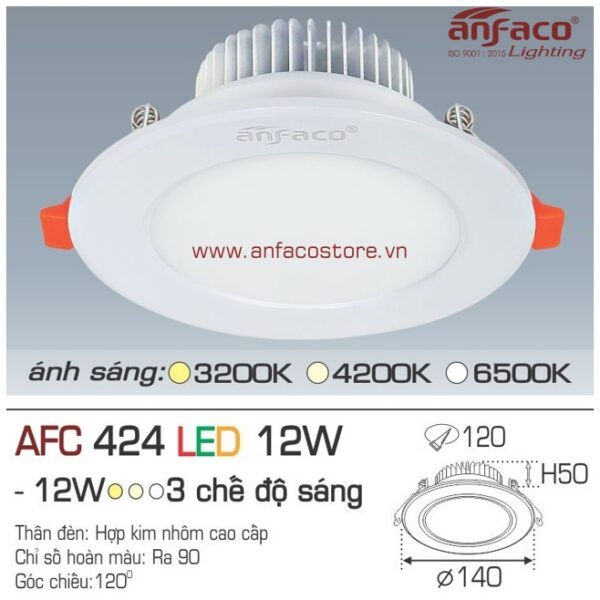 Đèn Anfaco LED downlight âm trần AFC 424-12W