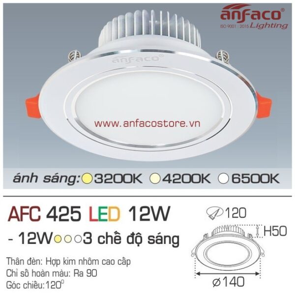 Đèn Anfaco LED downlight âm trần AFC 425-12W