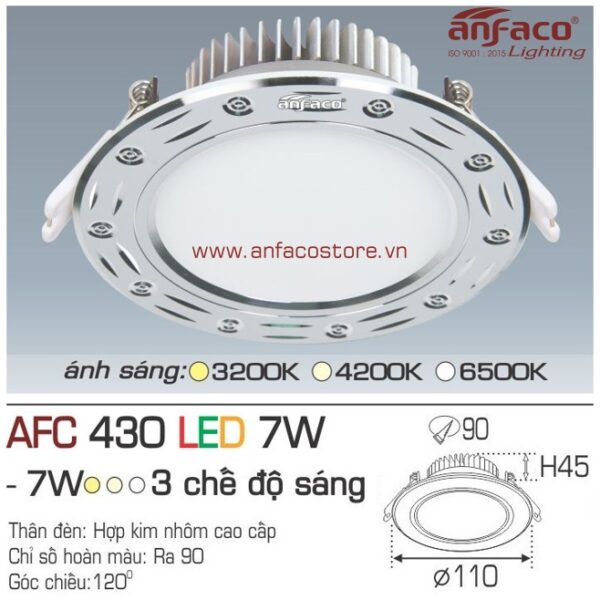 Đèn Anfaco LED downlight âm trần AFC 430-7W