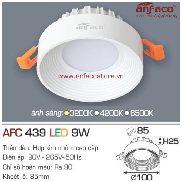 Đèn Anfaco LED downlight âm trần AFC 439-9W