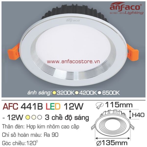 Đèn Anfaco LED downlight âm trần AFC 441B-12W