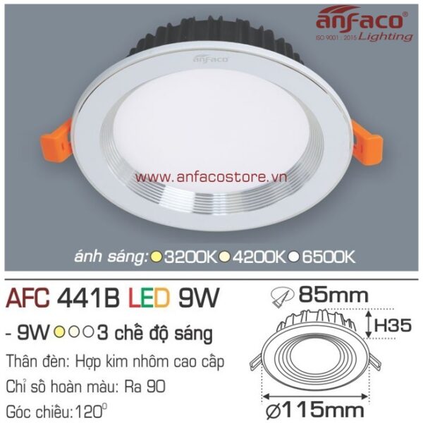 Đèn Anfaco LED downlight âm trần AFC 441B 9W