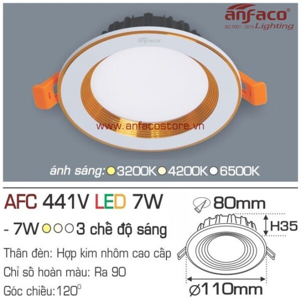 Đèn Anfaco LED downlight âm trần AFC 441V 7W