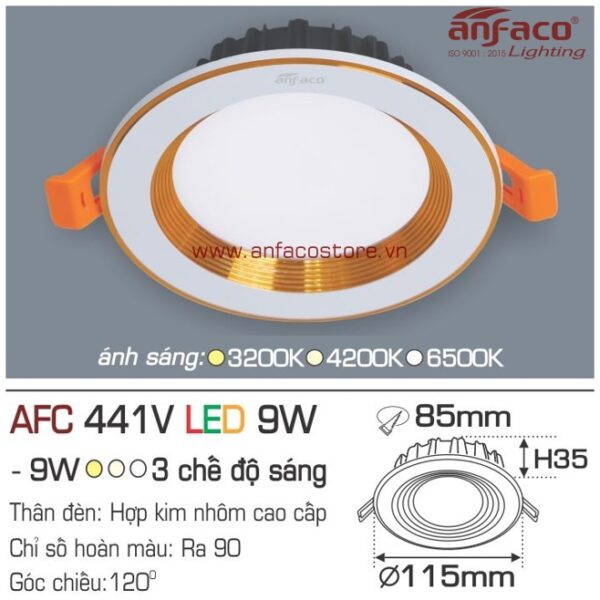 Đèn Anfaco LED downlight âm trần AFC 441V 9W