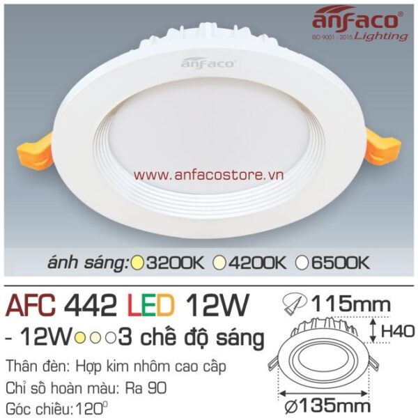 Đèn Anfaco LED downlight âm trần AFC 442-12W