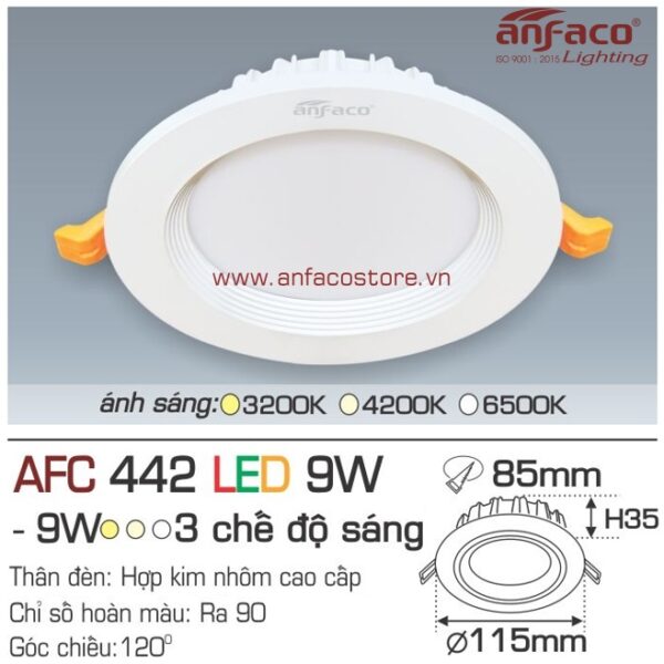 Đèn Anfaco LED downlight âm trần AFC 442-9W