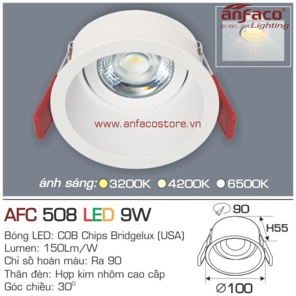 Đèn Anfaco LED downlight âm trần AFC 508-9W