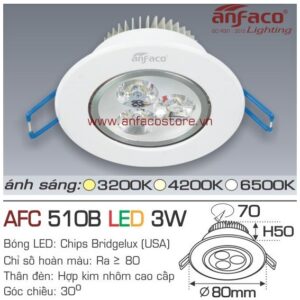 Đèn Anfaco LED downlight âm trần AFC 510B 3W