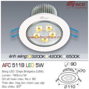 Đèn Anfaco LED downlight âm trần AFC 511B 5W