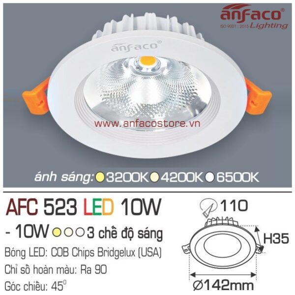 Đèn Anfaco LED downlight âm trần AFC 523-10WĐèn Anfaco LED downlight âm trần AFC 523-10W