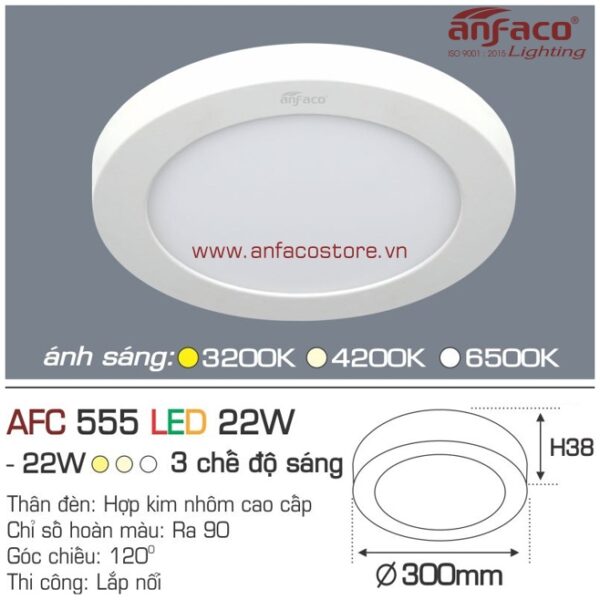 Đèn Anfaco LED panel ốp trần nổi AFC 555 22W