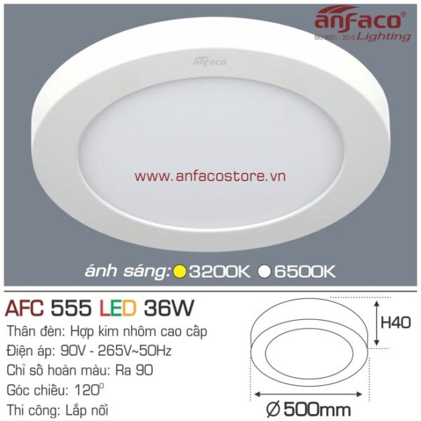 Đèn Anfaco LED panel ốp trần nổi AFC 555 36W