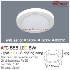 Đèn Anfaco LED panel ốp trần nổi AFC 555 6W