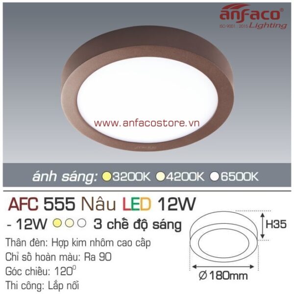 Đèn Anfaco LED panel ốp trần nổi AFC 555 Nâu 12W