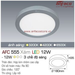 Đèn Anfaco LED panel ốp trần nổi AFC 555 Xám 12W