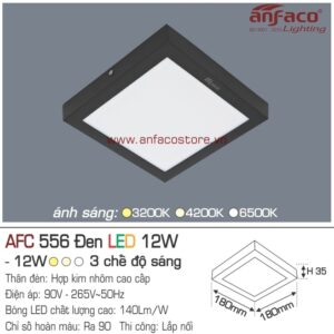 Đèn Anfaco LED panel ốp trần nổi AFC 556 Đen 12W