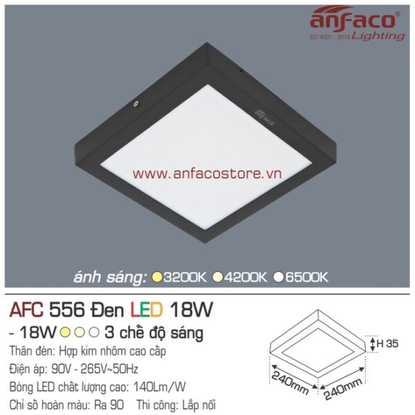 Đèn Anfaco LED panel ốp trần nổi AFC 556 Đen 18W