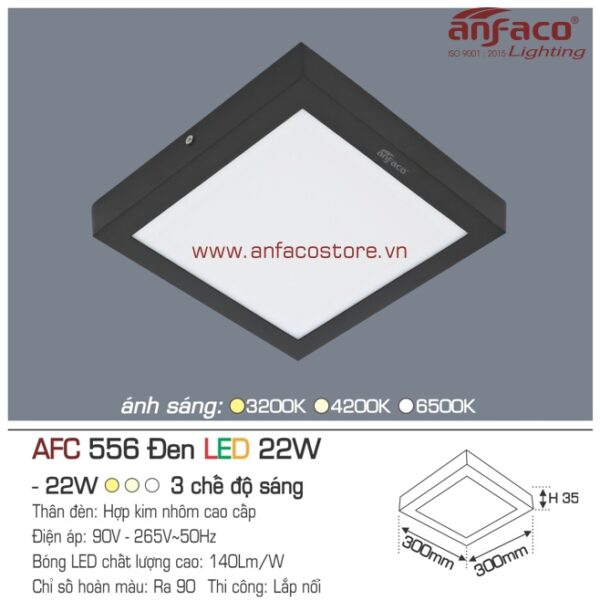 Đèn Anfaco LED panel ốp trần nổi AFC 556 Đen 22W