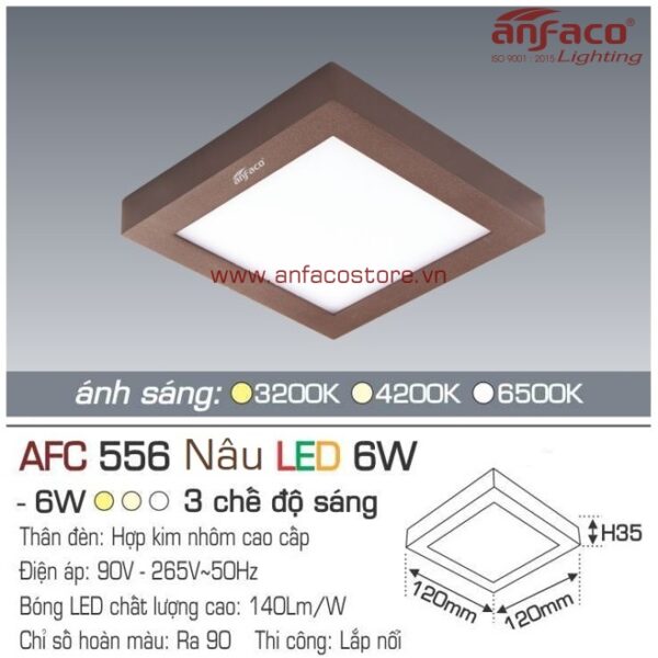 Đèn Anfaco LED panel ốp trần nổi AFC 556 Nâu 6W