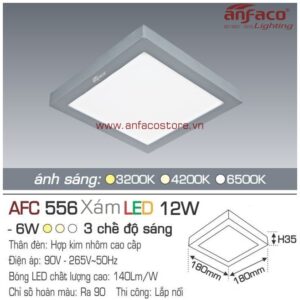 Đèn Anfaco LED panel ốp trần nổi AFC 556 Xám 12W