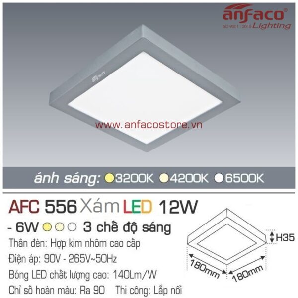 Đèn Anfaco LED panel ốp trần nổi AFC 556 Xám 12W