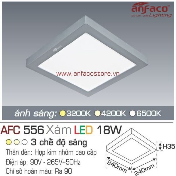 Đèn Anfaco LED panel ốp trần nổi AFC 556 Xám 18W