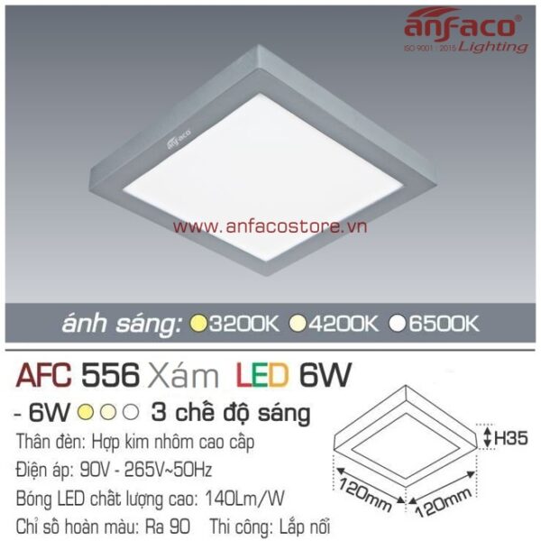 Đèn Anfaco LED panel ốp trần nổi AFC 556 Xám 6W