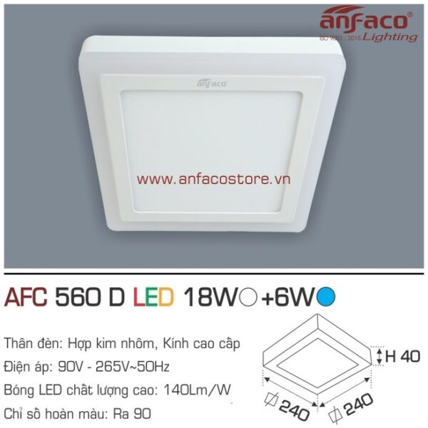 Đèn Anfaco LED ốp trần nổi AFC 560D 18W+6W