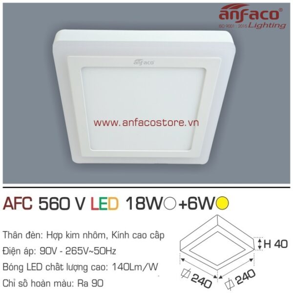 Đèn Anfaco LED ốp trần nổi AFC 560V 18W+6W