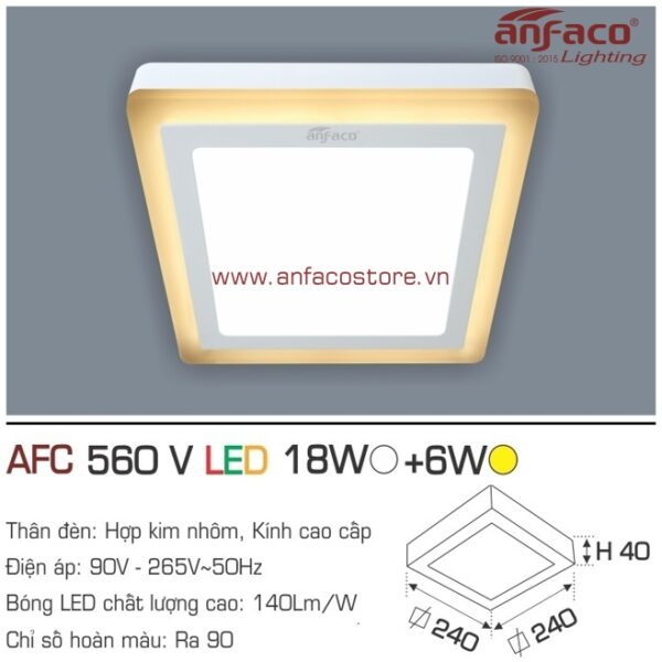 Đèn Anfaco LED ốp trần nổi AFC 560V 18W+6W