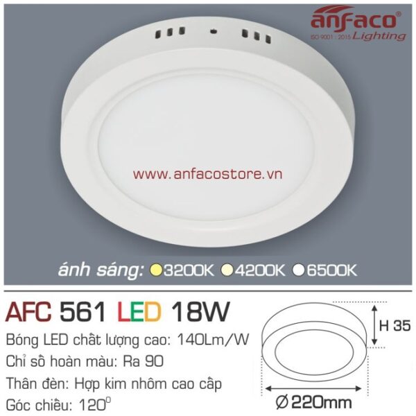 Đèn Anfaco LED panel ốp trần nổi AFC 561-18W