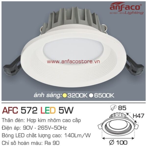 Đèn Anfaco LED downlight âm trần AFC 572-5W