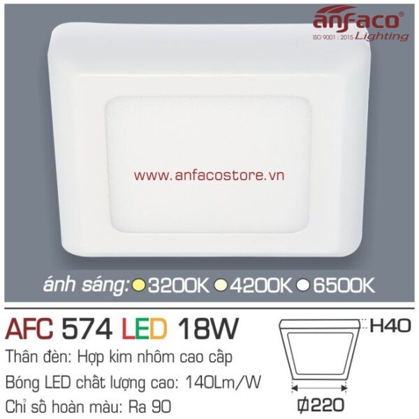 Đèn Anfaco LED ốp trần nổi AFC 574-18W