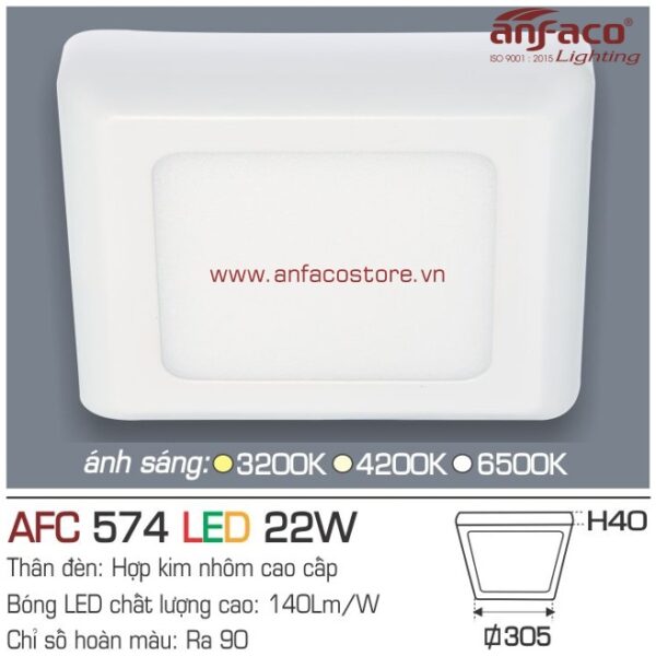 Đèn Anfaco LED ốp trần nổi AFC 574-22W