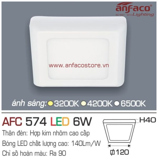 Đèn Anfaco LED ốp trần nổi AFC 574-6W