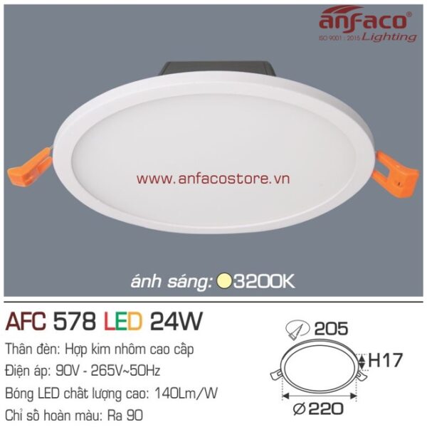 Đèn Anfaco LED downlight âm trần AFC 578-24W