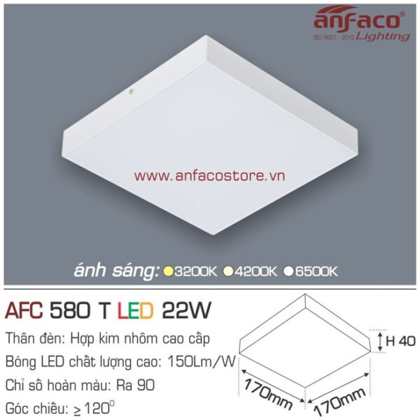 Đèn Anfaco LED panel ốp trần nổi AFC 580T 22W